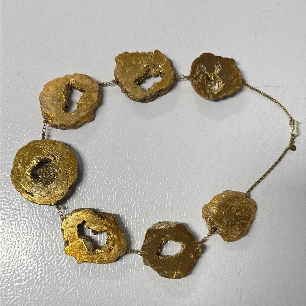 Gold Statement Necklace CHAN LUU - RARE Gold Stone Necklace - Beautiful Piece